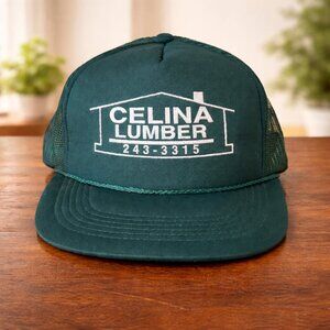 Vintage Celina Lumber Trucker Hat Snapback Green NWOT